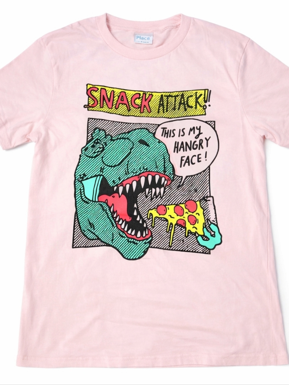 The Children’s Place Girls XXL Dinosaur Snack Attack Graphic T-Shirt Pink Funny